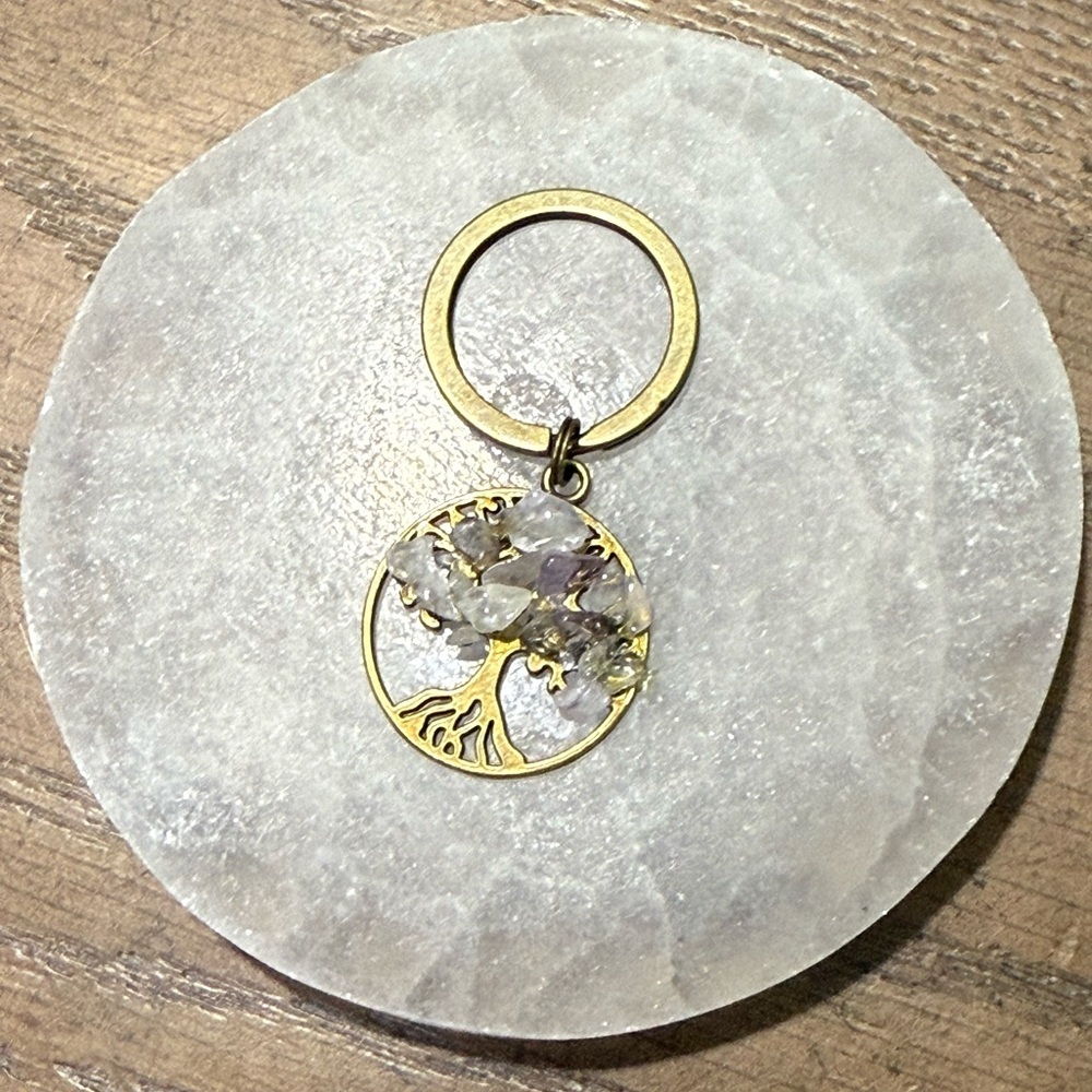 Amethyst Bronze Gold Tree of Life Handmade Keychain/Bag Tag - Picture 5 of 7